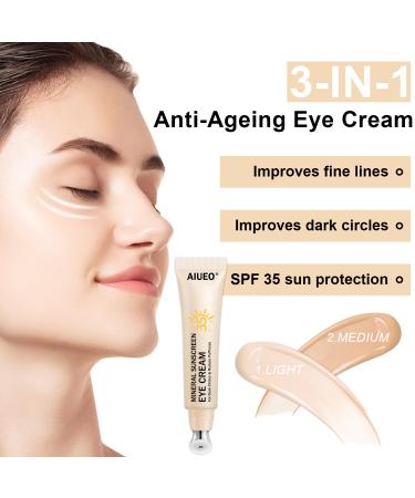 Buy Mineral Sunscreen Eye Cream - Hydrating 3-in-1 Anti-Aging SPF 35 Blue Light Filter for Dark Circles & Puffiness - 15ml (#02 Medium) - International Shipping Available - Buy Online on SooperMarket.com