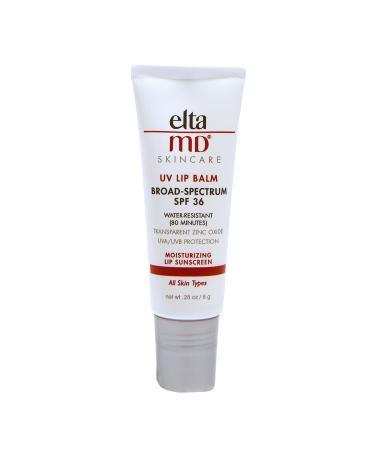 EltaMD UV Lip Balm Sunscreen for Lips, SPF 36 Lip Sunscreen with Zinc Oxide, Moisturizing Lip Balm for Dry Cracked Lips, Water Resistant SPF Lip Balm, Fragrance-Free, 1 Pack, 0.28 oz Tube