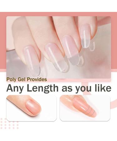 Poly Nail Gel Kit With Lamp UV 3 Color Nail Builder Gel Full Set With Chrome Nail Powder Poly Nail Extension Gel For Beginner False Nail Crystal Gels Enhancement For Women Gift (ClearWhitePink) - Buy Online on SooperMarket.com