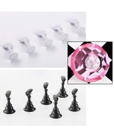 Kalolary Nail Art Display Stand Set - Pink Magnetic Holder for Fingernail Tips, Crystal Chessboard Design for DIY Training Practice - Nail Art Holder Stand - Buy Online on SooperMarket.com