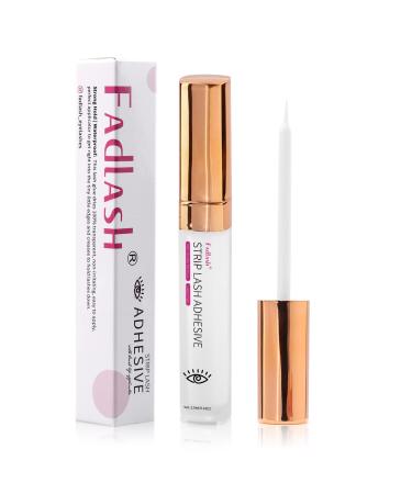 FADLASH Clear Eyelash Glue for Lashes Super Strong Hold Lash Glue Best Sensitive Eye lash Glue Waterproof Eyelash Glue White Strip Lash Glue Latex Free Lash Adhesive 5.5ml 0.18 Fl. OZ Strip Lash Glue Clear/White