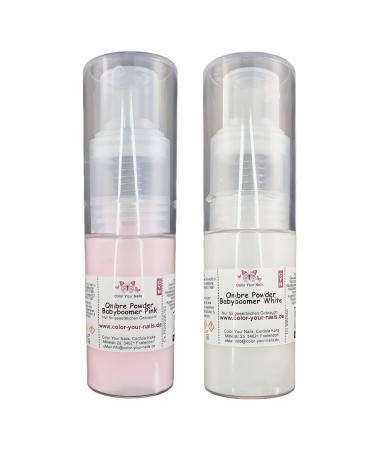 Ombre Spray SET: 20g each Ombre Powder Pink & Baby Boomer white in a special spray bottle Baby Boomer Fingernails
