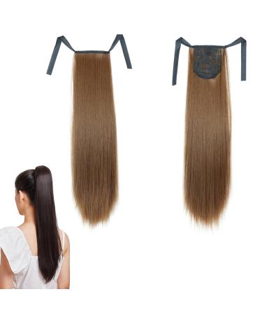 prinfantasy Ponytail Extension Straight Wrap Around Pony Tail Clip In Hair Extensions Silky One Piece Long Hairpiece For Women Beauty Light Brown GBMW037 GBMW037 22 inch