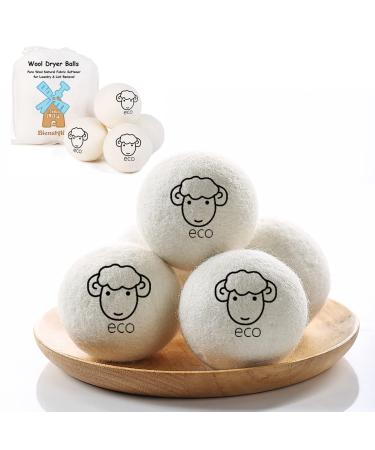 BienStylife 4-Pack Wool Dryer Balls Reusable Laundry Balls for Dryer Natural Fabric Softeners and Wrinkle Release Organic and Eco Wool Dryer Ball for Pet Hair Removal Dryer Sheets Drying Ball