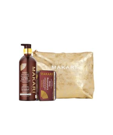 MAKARI Exclusive 2 Piece Skincare Gift Set - Exfoliating Soap & Body Milk Formulated with Organiclarine Ideal for All Skin Types Botanical Self Care Kit for Women
