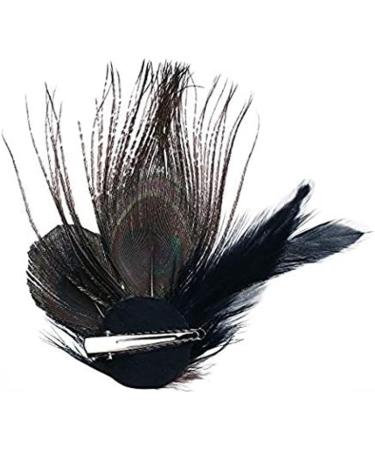 Feather Peacock Hair Clip Natural Feather Fascinator Barrette with Sparking Rhinestone  - Buy Online on SooperMarket.com