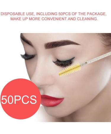 Disposable Eyelash Brushes 50 Pieces Nylon Make-up Brushes Mascara Sticks Eyelashes Eyebrows Disposable Portable Brush (Yellow) - Buy Online on SooperMarket.com