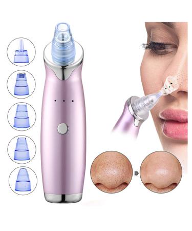 Blackhead Remover Vacuum Electric Facial Pore Cleaner Acne Comedone Extractor Set with 5 Suction Probes and 3 Adjustable Suction Force for All Skins -USB Rechargeable