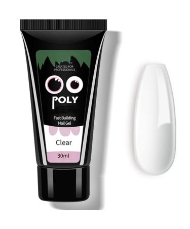 Nail Extension Gel Nail Builder 30ml Clear Poly False Nail Gels Nail Extension Nude Pink Nail Gel Enhancement Crystal Polygel for Beginners Nail Art French Manicure Women (Clear-30ml)