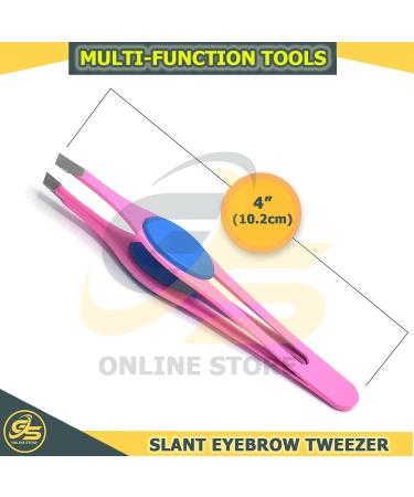 Surgi-Grade Stainless Steel Slant Pink Tweezers for Eyebrows - Precision Tool for Ingrown Hair Removal | G.S Online Store - Buy Online on SooperMarket.com