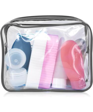 2pcs Clear Travel Toiletry Bag Set - TSA Approved Quart Size, Transparent Airport Carry-on Liquid Bags for Easy Security Check (Black) - Buy Online on SooperMarket.com