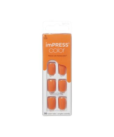 KISS imPRESS Color Press-On Nails Polish-Free Manicure Set   Sweet Mango   30 Chip-Proof  Smudge-Proof Fake Nails