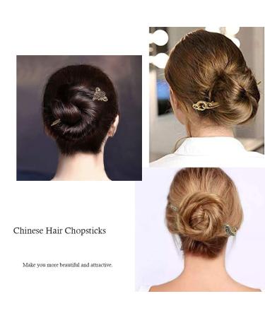 AUHOKY 24Pcs Chinese Women Hair Sticks Vintage Bronze Decorative Hair Pin Chopsticks - 12 Styles Antique Retro Hair Forks DIY Accessory - Buy Online on SooperMarket.com