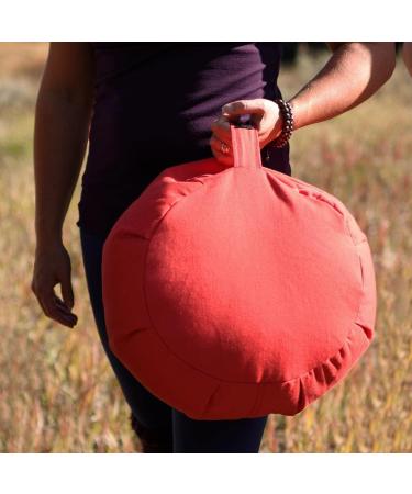 Hugger Mugger Zafu Meditation Cushion - Buckwheat Filled - Handmade in USA - Poppy Color - Buy Online on SooperMarket.com