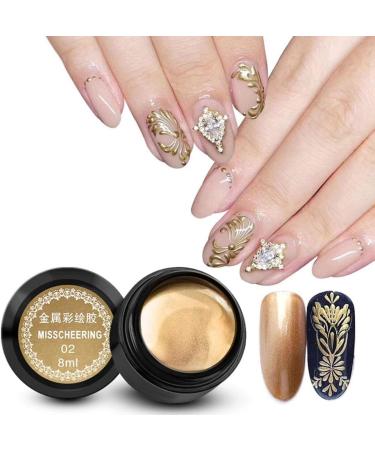 Nail Painted Gel - 8ml / Bottle Nail Painted Gel Metallic Nail Art UV Varnish Lacquer(02-golden) - Buy Online on SooperMarket.com