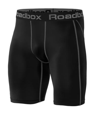 Roadbox 1 or 3 pack men compression shorts quick -drying baselayer underpants tights short running underwear 1 Pack: black L