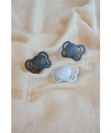 BIBS Couture Collection Pacifiers - Set of 2 Iron/Baby Blue | BPA-Free | Made in Denmark | Size 0-6 Months - Buy Online on SooperMarket.com