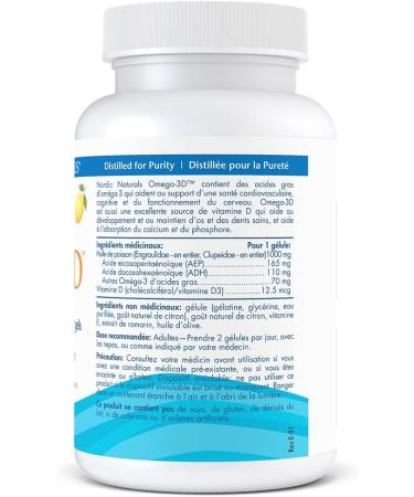 Nordic Naturals Omega-3D Lemon - Supports Cognition Immune Cardiovascular Health and Added Bone Support 60 Count - Buy Online on SooperMarket.com