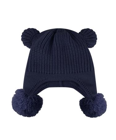 KAKU NANU Toddler Winter Hat Cute Double Pom Pom Earflap Hat Warm Beanie with Fleece Lined More Colors Suitable for Baby Boys and Girls from 6 Months to 4 Years 2-4 Years Dark Blue