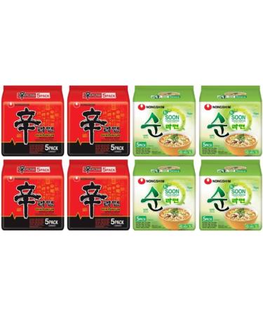Nongshim Ramen Assorted Bundle Shin Ramyun Soon Veggie Ramyun Instant Noodle Soup 2 Flavours Box Halal (Pack of 40) by CNMART - Buy Online on SooperMarket.com