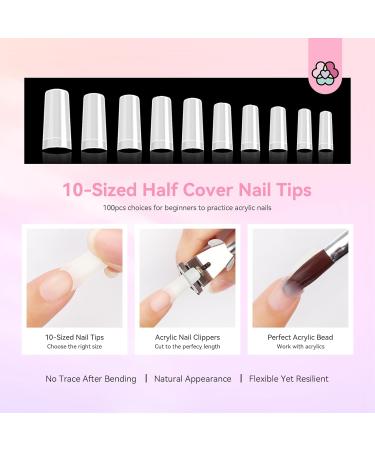 Saviland Acrylic Nail Kit for Beginners - Complete Set with Keratin Powder EMA Monomer Nail Lamp & 100 Tips for Home Practice - Buy Online on SooperMarket.com