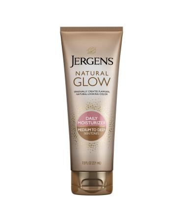 Jergens Natural Glow Sunless Tanning Lotion Medium to Tan Skin Tone 7.5 Ounce Daily Moisturizer featuring Antioxidants and Vitamin E