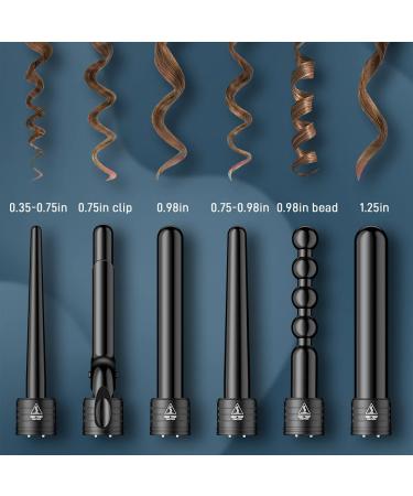 6-in-1 Curling Wand Set with Heated Settings and Display - 85W Curling Iron Barrels - Buy Online on SooperMarket.com