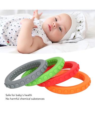 4PC Baby Biting Rings - Silicone Chicken Teething Toys - Red Orange Gray Green - Dishwasher & Fridge Safe - Ideal for Boys & Girls - Buy Online on SooperMarket.com