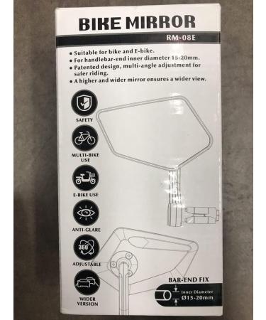 Arkham Bicycle Mirror - Extra Large HD Real Glass Rearview Mirror for E-Bikes & Bicycles | Universal Fit 15-20mm Left Handlebar - Buy Online on SooperMarket.com