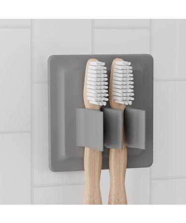 Lobux - toothbrush holder Self -adhesive super -resistant hold soft -touch silicone - insert brush holder for electrical toothbrushes - for bathrooms mirrors shower wall (light gray) light gray toothbrush holder