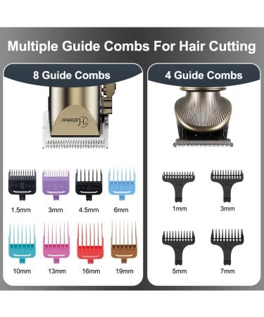 Hatteker Professional Hair Clipper & T-Blade Trimmer Set for Men - Cordless Rechargeable Grooming Kit with LED Display (Gold) | Best International Shipping - Buy Online on SooperMarket.com