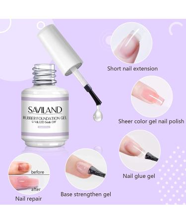 Saviland Builder Nail Gel Kit - All-In-One Hard Gel Extension Kit with Clear Builder Gel, Base Gel, Rubber Base & Nail Forms - Manicure Starter Kit for Home DIY - Buy Online on SooperMarket.com