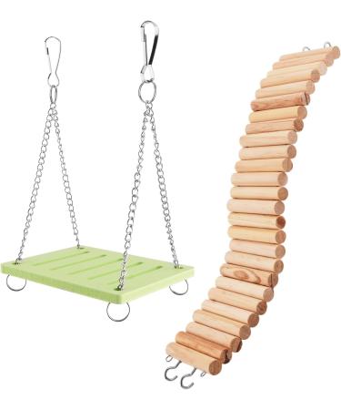 Rat Ladder Bridge Wooden Hamster Climbing Ladder and Swing Small Animal Bendable Fence Climbing Stair Toy Cage Accessories for Bird Parrot Hamsters Chipmunks - Buy Online on SooperMarket.com