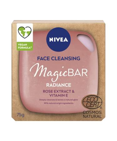 NIVEA MagicBAR Radiance Face Cleansing Bar (75g) Face Cleanser with Rose and Vitamin E Plastic-Free Facial Cleansing Bar Facial Cleanser Recyclable Packaging Face Wash