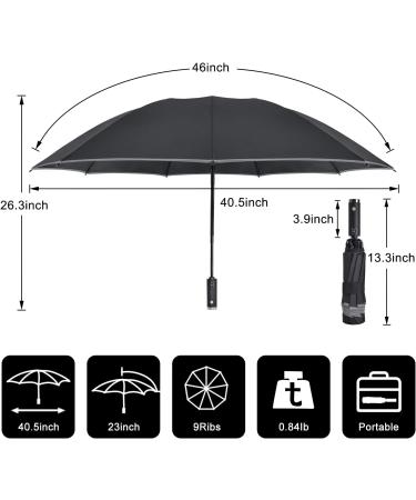 Lejorain Folding Reverse LED Umbrella - Black - Windproof & Reflective - Buy Online on SooperMarket.com