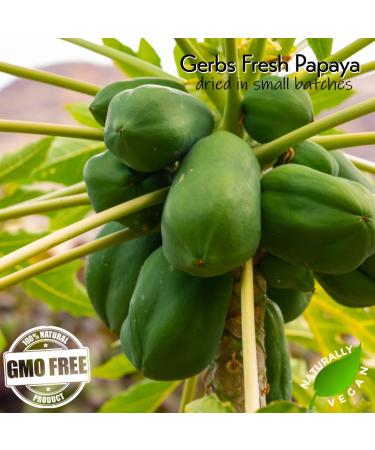 GERBS Unsweetened Dried Papaya Slices 2 LBS - Resealable Bag, Allergy Safe, Improve Vision & Energy, Reduce Stress - Gluten & Peanut Free - Buy Online on SooperMarket.com