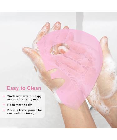 Silicone Face Mask Cover & Ice Face Mask Set | Cooling Relief for Dark Circles Puffiness Migraines | Reusable Anti-Wrinkle Holder - Pink - Buy Online on SooperMarket.com