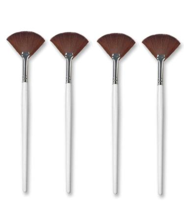 4 Pack Fan Brushes Fan Mask Brush Set, Facial Mask Brush Mask Applicator Brush for Peel Mask Makeup Tool (Brown)