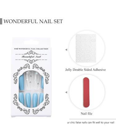 Handcess Long Glossy Blue Coffin Ballerina Press-On Nails 24PC Butterfly Acrylic Art for Women & Girls - Buy Online on SooperMarket.com