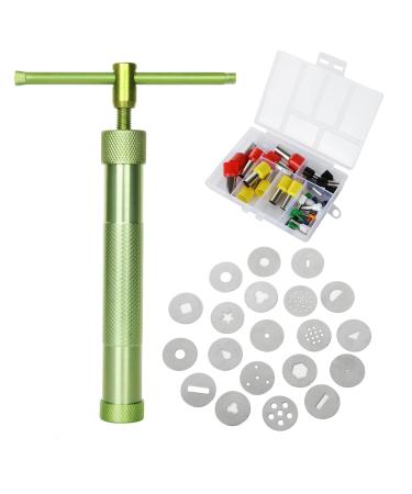 FVIEXE Clay Extruder Kit  Polymer Clay Extruder Tool with 20 Extruder Discs and 40 Clay Cutters  Sugar Paste Fondant Extruder Gun Cake Fondant Decorating Tool Set for Making Craft Border String Tassel