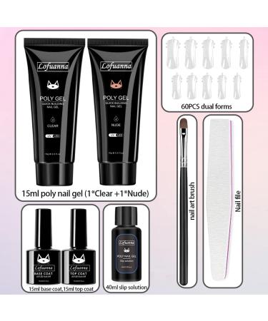 Lofuanna Poly Gel Nail Kit - 2 Colors Starter Kit with Clear Nude Builder Gel - All-in-One Nail Gel Set for Beginners - Buy Online on SooperMarket.com