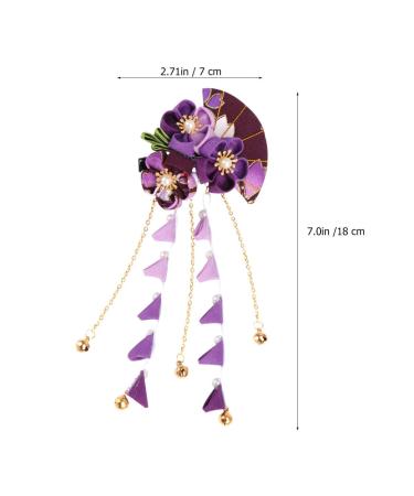 FRCOLOR Japanese Kimono Flower Hair Clips - Purple Bridal Kanzashi Hair Accessories for Women and Girls - Buy Online on SooperMarket.com