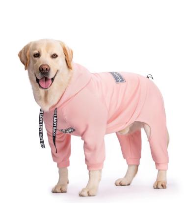 Dog Hoodies Winter Coat for Large Medium Dogs Pullover 4 Legs Dog Warm Coat Hooded Sweatshirt Dog Fleece Hoodie Coat for Winter Cold Weather (X-Large Pink) X-Large Pink