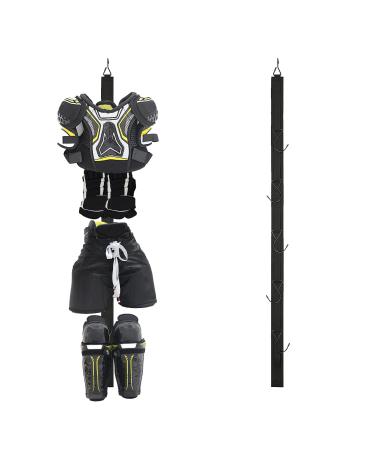 Jysiliyh hockey hanger portable for hanging drying rack hockey gifts for home and outside ice hockey skating football camping fishing 5 hooks (black)