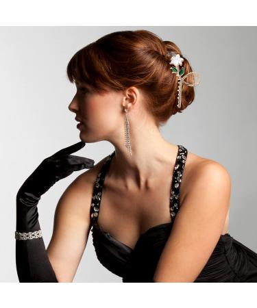 White Lily Metal Hair Claws - Strong Hold Claw Clips for Thick Hair | Lusofie Flower Hair Accessories - Buy Online on SooperMarket.com