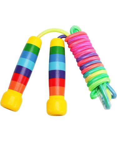 Adjustable 280cm Rainbow Skipping Rope for Kids - Wooden Handle Jump Rope in 7 Colors for Boys & Girls Fitness - Buy Online on SooperMarket.com