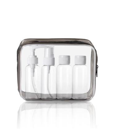 Keyri cultural bags transparent travel bottles to fill 4 pieces of empty travel bottles set 60ml with cultural bag for liquids.