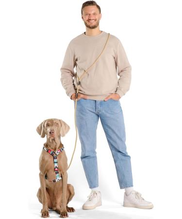 Hands-Free Dog Leash - 2m Adjustable Belly Belt | 3-in-1 Running & Training Leash for Large & Small Dogs - Beige - Buy Online on SooperMarket.com