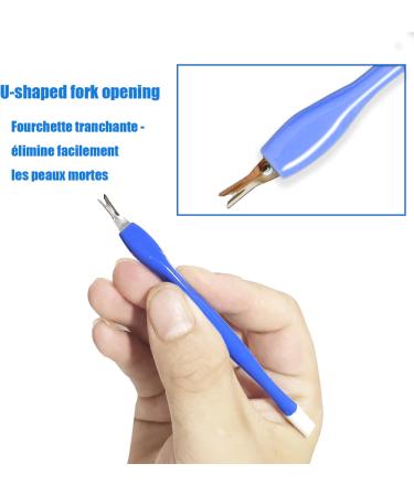 3-Piece V-Shaped Cuticle Trimmer & Pusher Set for Nail Care - Blue - Buy Online on SooperMarket.com