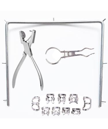NA Dental Rubber Dam Tool Set Clip + Frame + Punch + Tweezers Oral Kit